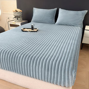 Luxurious Cotton Velvet 360° Bedspread Set with Fitted Sheet & Pillowcases for King Size Bed