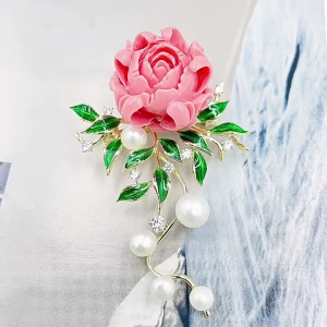 Fashionable Alloy Flower Brooch Elegant Pearls Flower Pin Accessory Unique Brooch Collar Pin Ornament
