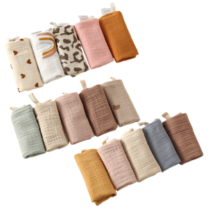 5Pcs Baby Bib Cotton Washcloths 4 Layer Soft Absorbent Burp Towels Mouth Wipe Cloth for Newborns and Sensitive Skin