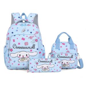 Christmas Gift Halloween Sanrio Student Backpack Set Hello Kitty Kawaii Anime Fashion Pencil Case Lunch Bag Zero Wallet 3-Piece Set School Opens Gift New