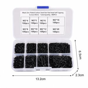 800Pcs M2 Self Tapping Screw Kit Flat Head Self Tapping Screws Kit For Wood Board Fastening