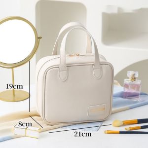 MISUPS Multi-function Cosmetic Bag Waterproof Large Capacity Makeup Organizers  PU Leather Storage Tool with Handle Women