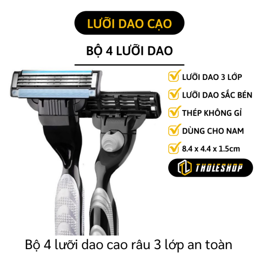 [HCM]Dao cạo râu cho nam giới - Bộ 4 lưỡi dao cạo râu 3 lớp - Lưỡi dao ...