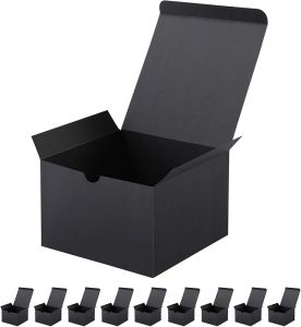 JINMING 10 Gift Boxes 6x6x4 Inches Small Gift Boxes with Lids Matte Black Gift Boxes Bulks for Christmas Fathers Day Wedding Party Birthday Groomsman Proposal Boxes for Light Gifts