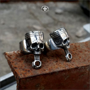 Pewterland Ringskull Lemanstrajectory Cincin Tengkorak 3D Bahan Logam Timah Pria dan Wanita