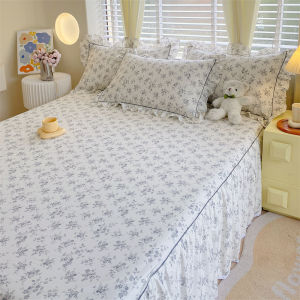 Dansunreve 1200TC Cotton Bed Skirt Elastic Floral Bed Sheet with Skirt Ruffled Bedspread 45inch Height Non-slip Mattress Protector Super Soft Bedding Pillowcase