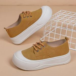 [Free Shipping] 2026 New Style Platform Shoes WomenS Casual Shoes Thick-Soled Round-Toe Lace-Up Fashionable Loafers With Hidden Heel For Added Height