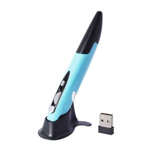 DUDAN ABS Wireless Optical Presenter Pen Mouse Wireless Bluetooth Compatible Vertical 4 Keys Mini Mice Wireless Mute Mice Optical Presenter Pen 2.4GHz Presenter Vertical Pen Mouse Pad Computer PC Laptop
