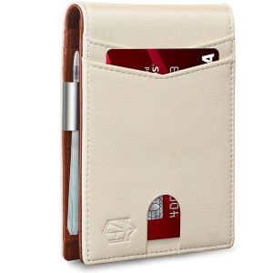 เผยแพร่ ID เครดิต RFID แบบกระเป๋าหน้าสำหรับ SAINT31NT4กระเป๋าเก็บบัตรป้องกันการสแกนด้วยกระเป๋าสตางค์คลิปเงินกระเป๋าสตางค์หนัง