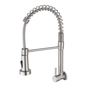 baokemo 304 stainless steel Wall Mounted kitchen faucet spring pull out single cold rotatable vegetable basin sink faucet