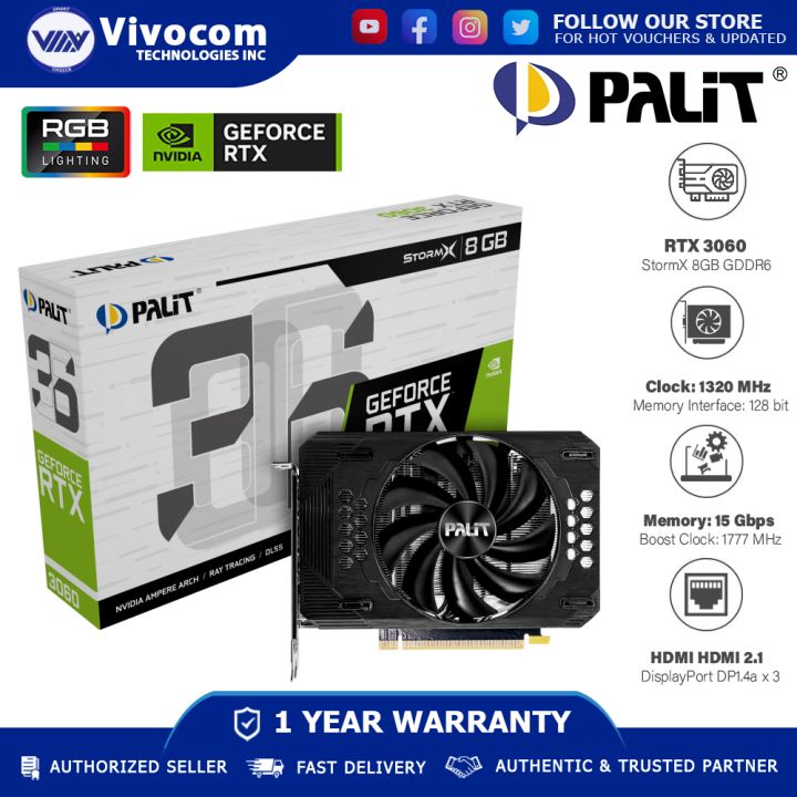 Palit GeForce RTX3060 StormX 8GB Palit GeForce RTX 3060 Dual 12GB