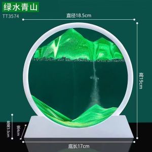 ภาพวาดทรายเคลื่อนไหว 3 มิติ รูปทรงกลม แก้วทราย นาฬิกาทราย งานฝีมือ ภาพวาดไหลลื่น ตกแต่งบ้าน สำนักงาน ของขวัญ