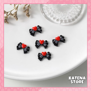 [SET 2 CÁI] Phụ Kiện Trang Trí Móng Tay Hình Nơ Trái Tim Dễ Thương