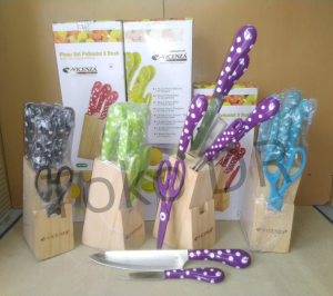 Pisau Set Stainless Steel Polkadot 9buah V-918KP / Vicenza / Stainless Steel