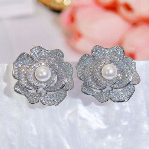 Sequito đắt tiền trang sức nữ mạ vàng trắng nhảy múa Bông tai ngọc trai bông tai đầy đủ Micro Pave nhỏ aaaaa lấp lánh Zirconia trang trí tai se961