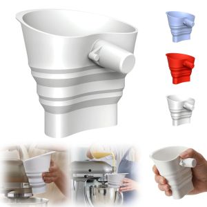 Flour Funnel for Kitchen Aid Mixer Kitchen Aid Stand Mixer Attachment Accessory Large-Capacity Collapsible Anti-Splash Funnel Silicone Easy Pour Baking Accessory Dishwasher Safe (2PC Mix)