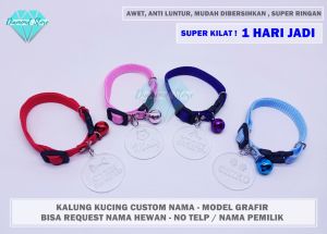 Kalung Kucing + Custom Nama / Kalung Kucing / Kalung Anjing Custom Nama / Kalung Nama Kucing / Kalung Kucing Custom Nama / Kalung Hewan Peliharaan