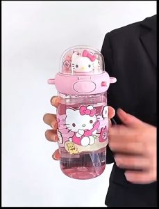 Sanrio Kids Tritan Water Bottle 650ml with Straw & Strap Leak-Proof BPA-Free Cute Cartoon