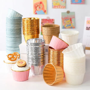 50pcs 3oz Colorful Aluminum Foil Cupcake Muffin Chocolate Cupcake Liner Paper Cups Baking Muffin Liner