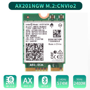 Wi-Fi 6 3000Mbps Intel Wifi Card AX201 AX201NGW Dual Band 2.4Ghz/5Ghz 2.4Gbps AX3000 3000Mbps 2400Mbps+574Mbps Wireless Card Bluetooth 5.0 802.11ac/ax Network Card AX201NGW Only for Intel 10 Gen or Above with M.2 Key E CNVio 2 Slot