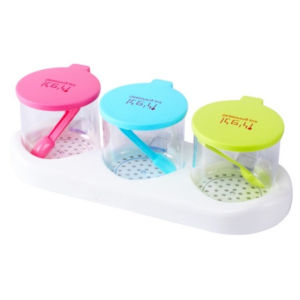 Rak Tempat Bumbu Set 3 in 1 / Toples Wadah Bumbu Dapur Garam Gula Merica Serbaguna Bahan Plastik 1 - HPD206