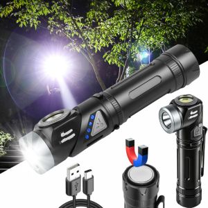 NALANILI Loại C có thể sạc lại Đèn pin LED EDC Đế từ tính 90 ° Có thể điều chỉnh Đèn pin bỏ túi Đèn LED kép Chống thấm nước Đèn Trại Công Việc dành cho cắm trại làm việc ngoài trời đi bộ đường dài