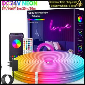 【UEB】RGB Neon LED Strip Bluetooth-compatible Music Sync Flexible Neon Strip Light Remote/APP Control for Indoor Outdoor Decor