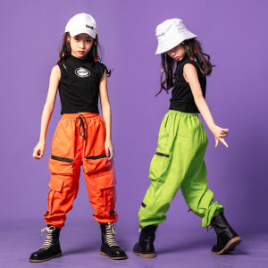 Lolanta Kids Girls Sleeveless Crop Tops Or Cargo Pants Clothes Children Hip Hop Dance Workout Outfits