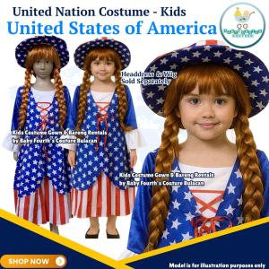 United Nation United States of America USA Americana Dress Costume for Kids Girl National Attire for UN Events