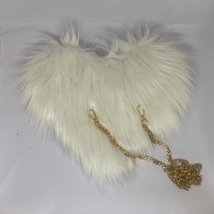 Tas wanita Bulu Korea lembut Motif Love bahan bulu premium