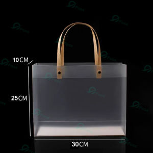 Frosted Plastic PVC Transparent Bags Souvenir Tote Bag Christmas Holiday Gift Bag Fashionable handbag