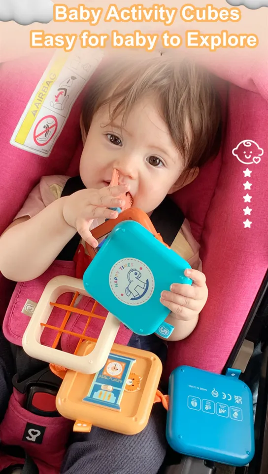 Activity Cube Stacking toys Baby Toys Early Educational Fine Motor Sills  Slide, Spin, Wiggle, Turn, Stack Montessori Toys for Years Old Boys  - Main Image