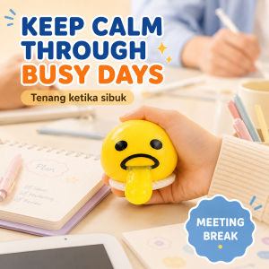 Vomiting Yolk Gudetama Squeeze Toy Funny Prank Fidget Toy Stress Relief Squishy Lazy Egg Decompression Toy for Kids & Adults