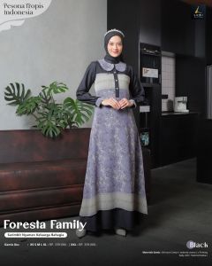 SARIMBIT LUBI 2025 FORESTA FAMILY BLACK TERBARU GAMIS & KOKO SET KELUARGA LEBARAN PREMIUM REUNI KEKINIAN TERMURAH