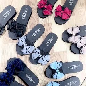 New Style Flip-Flops With Handmade Bow 3- 6Cm Non-Slip Beach Vacation Travel Fashion WomenS Beach Shoes Trendy