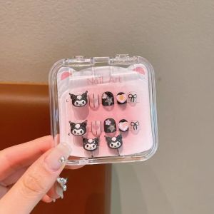 BABYUNION With exquisite transparent box nail stickers new childrens nail Sanrio cartoon kuromi melody Cinnamoroll fake nail ear clips gift set for kids girl