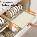 Veckle Pull-out Basket for Kitchen Cabinet Stainless Steel Dish Rack Organizer Pullout Shelves Plates Organizer. 