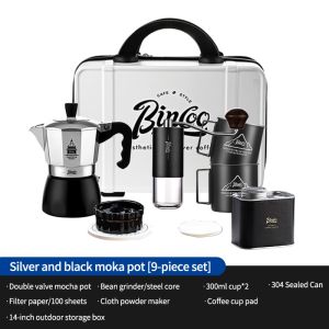 Bincoo Ấm Moka Cà Phê Van Đôi Ngoài Trời Cắm Trại Thiết Bị Du Lịch Nhỏ Gọn 2 Ly