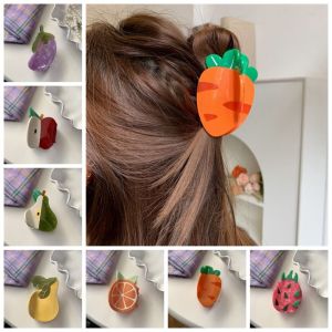 SOFA หวานหวานแหววว คลิปฉลามผลไม้ สไตล์เกาหลีแบบ กันน้ำกันน้ำได้ เครื่องประดับผมอะคริลิก ชายหาดริมชายหาด ลูกแพร์ กรงเล็บขนกรดอะซิติก สำหรับผู้หญิง