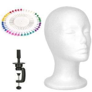 Nữ Ma Nơ Canh bọt xốp bọt Tóc Giả đầu tóc giả đứng và chủ kiểu đầu Ma Nơ Canh bọt trắng Tóc Giả đứng cho trưng bày mũ