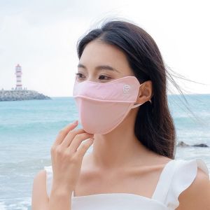 LIUJIR Thin Golf Riding Hiking Eye Protection Summer For Women Face Face Scarves Solid Color Ice Silk Face Cover Sunscreen Face Scarf Face Gini