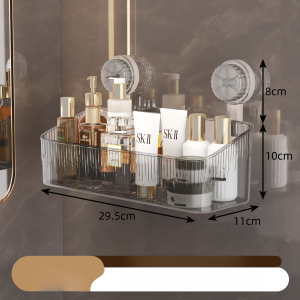 ✨ถ้วยดูด กล่องเก็บของ ห้องน้ำ ชั้นวางผลิตภัณฑ์ดูแลผิว✨ ชั้นวางกันน้ำ3ชั้น✨ดูใสเก็บเครื่องสำอาง✨แรงดันสูง