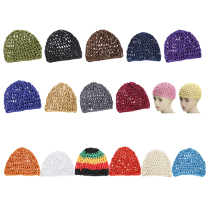 Elegant Knit Hat With Hollowout Design Handmade Crochet Skull Cap Hair Net For Outdoor Travel Party Occasion Sleep Wear