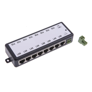 พอร์ตอินเจคเตอร์ PoE 10 / 100Mbps Base-T DC 12-48V อะแดปเตอร์ PoE 8 Ports สำหรับ IEEE 802.3af พอร์ต RJ45 TIA/EIA 568สำหรับ Cat.5