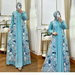 Gamis Wanita Terbaru Mewah Elegan Misela Dres Tille Garden Mix Ceruty Babydoll Apk Payet M L XL XXL Dress Kondangan Jumbo Seragaman Pernikahan