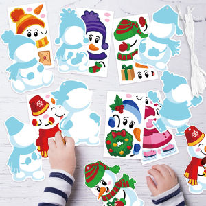 YILU 24 Sets Christmas Snowman Craft Kits - Winter DIY Ornaments Decorations Art Sets - Make Your Own Snowman Stickers Arts And Craft