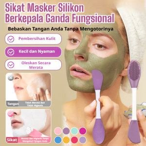 Kuas Masker Wajah Silikon 2-in-1 / Spatula Wajah Silikon / Kuas Masker Wajah Silikon Multifungsi Dua Kepala / Kuas Perawatan Kulit Silikon / Cocok untuk Masker Tanah Liat dan Gel / Dapat Dilepas
