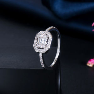 SEQUITO Luxury Women Jewelry Golden Silver Rose Gold Plated Full Paved Settings Shinning Baguette Cut AAA Cubic Zircon Bridal Wedding Party Finger Ring SR098