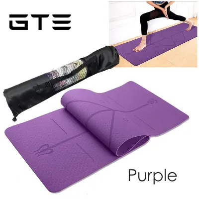 GTE 6mm TPE Yoga Mat with Position Line Non Slip Carpet Mat For Beginner Environmental Fitness Gymnastics Mats Free Yoga Mat Bag - Fulfilled By GTE SHOP