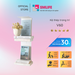 Kệ Sách Treo Tường Đứng V60 SMLIFE - Màu Trắng - Thép dày 16mm sơn tĩnh điện Cao Cấp Hiện Đại